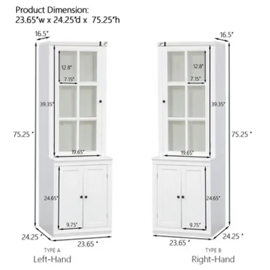 NicBex Modern Freestanding Tall Pantry Cabinet with Glass Door & Lattice Window,Storage Display Cabinets for Hallways,Living Room,Kitchen image {4}