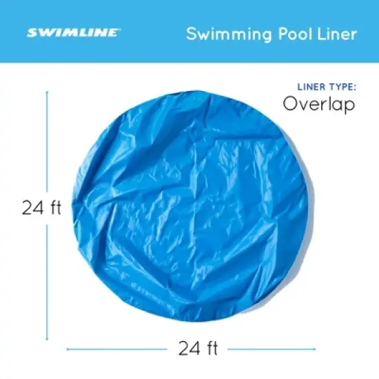 Swimline LI244820 24' Solid Blue Round Above Ground Swimming Pool Overlap Liner image {1}