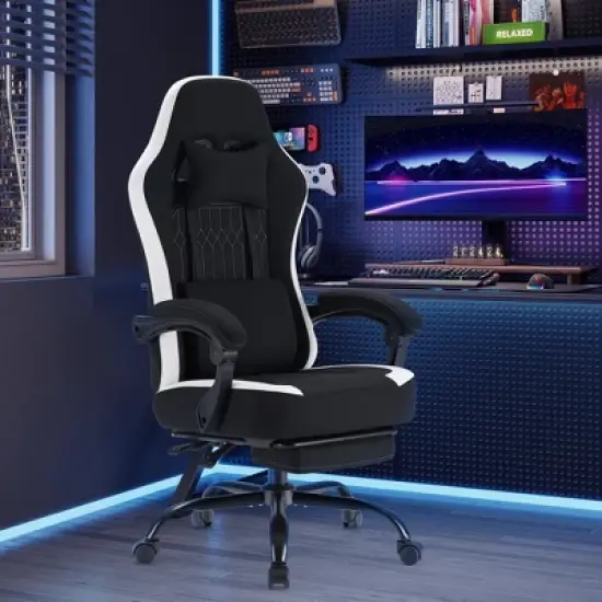 JIONJOY Ergonomic Gaming Chair with Footrest - High Back Lumbar Support, Adjustable Recline& Height, Swivel Computer Desk Chair image {1}
