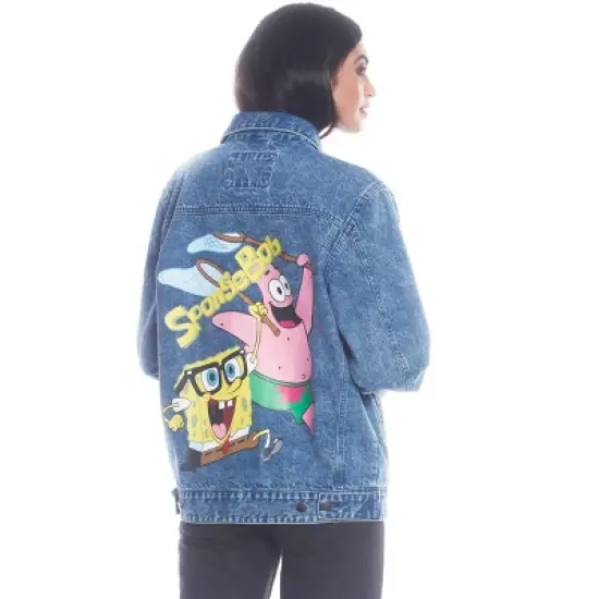 Members Only Women's SpongeBob Oversized Denim Jacket image {6}