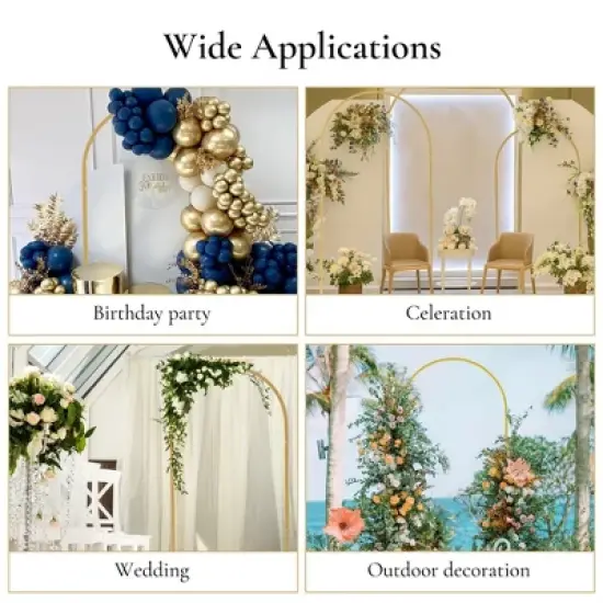 Gold Arch Backdrop Stand  Metal Wedding Arch Stand Gold Arched Frame for Ceremony Outdoor Indoor Decoration image {5}