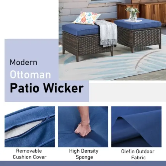 Gymojoy Outdoor Patio Sofa Ottoman Table with Swivel Chairs image {14}