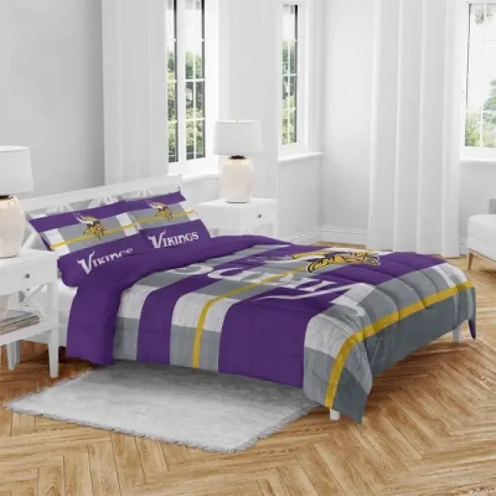 NFL Minnesota Vikings Heathered Stripe Queen Bed in a Bag - 3pc image {3}