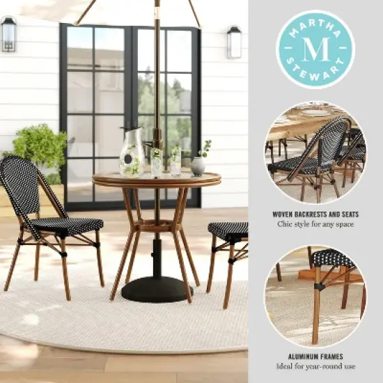 Martha Stewart Lily Pond Indoor-Outdoor Bistro Dining Table with 2 Stackable Bistro Chairs image {3}