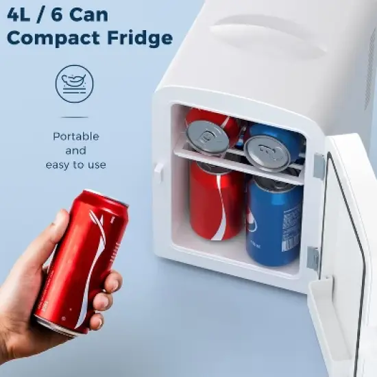 ZAFRO Star Makeup Compact Refrigerator with LED Mirror, 4L Mini Fridge, Skin Care, for Bedroom, Car, Office & Dorm, White image {2}