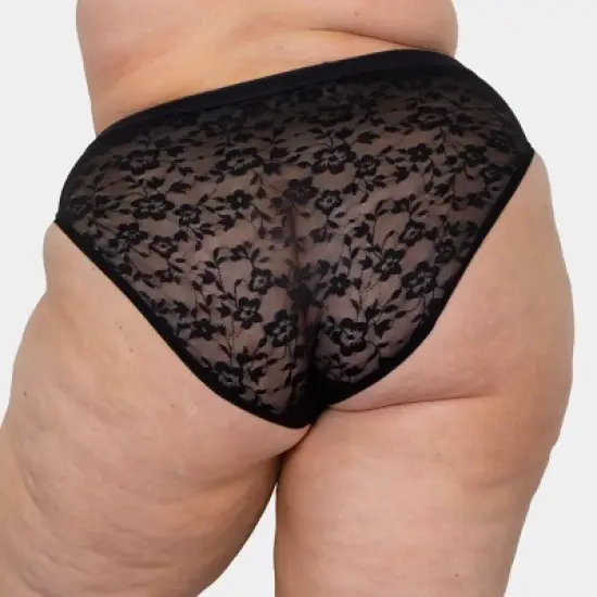 Curvy Couture Women's Plus Size No-Show Lace High Cut Brief Panty image {2}