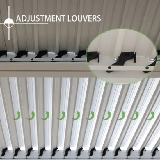 Aoodor Aluminum Pergola Rainproof Gazebo Patio Sun Shade Shelter with Adjustable Roof-White image {4}