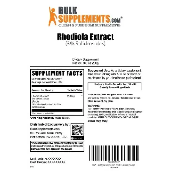 BulkSupplements Rhodiola Extract (3% Salidroside) Powder image {5}