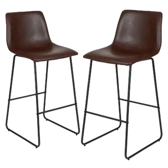 Flash Furniture 30 Inch Commercial Grade LeatherSoft Bar Height Barstools, Set of 2 image {13}