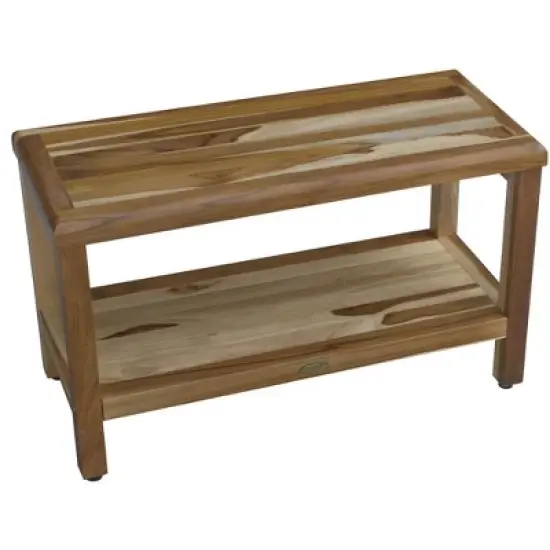 EcoDecors&reg; Eleganto&reg; 30" Teak Wood Shower Bench with Shelf in EarthyTeak Finish image {6}