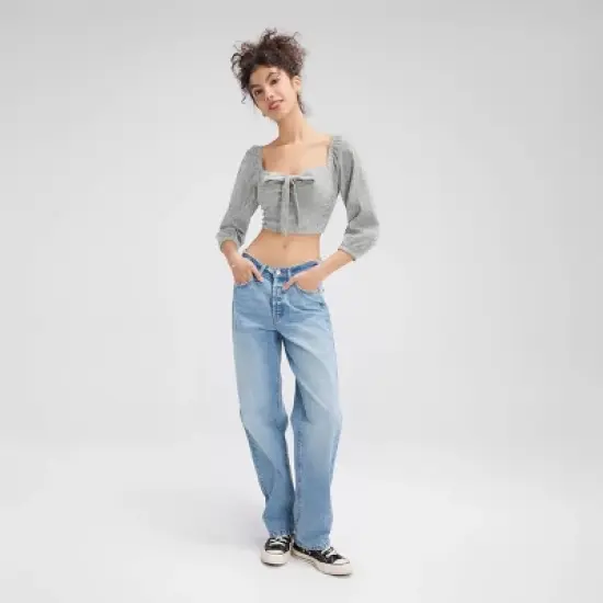 Women's Tie-Front Bubble Sleeve Top - Wild Fable&trade; image {1}