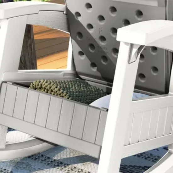 Suncast Outdoor Lightweight Portable Rocking Chair with 7 Gallon In-Seat Storage, Porch, Patio, Deck Furniture, 375 Pound Capacity, Dove Gray (2 Pack) image {3}