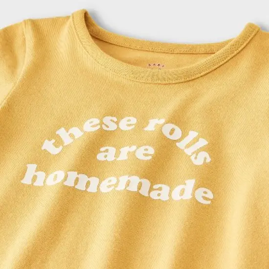 Baby These Rolls Are Homemade Short Sleeve Romper - Cat & Jack&trade; Yellow image {2}
