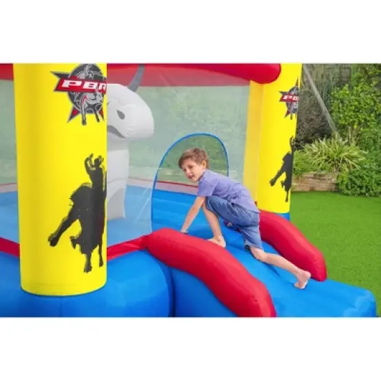 Bestway PBR Brave the Bull Indoor or Outdoor Inflatable Kids Bounce House with Digital Timer, Ground Stakes, Storage Bag, & Air Blower for Quick Setup image {3}