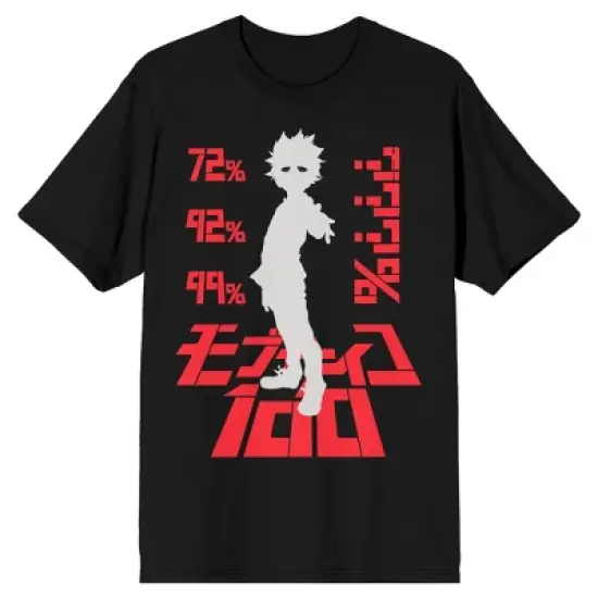 Mob Psycho 100 Shigeo Shadow Fitted T-Shirt, Emotional Mood Percent Level Status, Adult Male Dark Anime T-Shirt image {4}