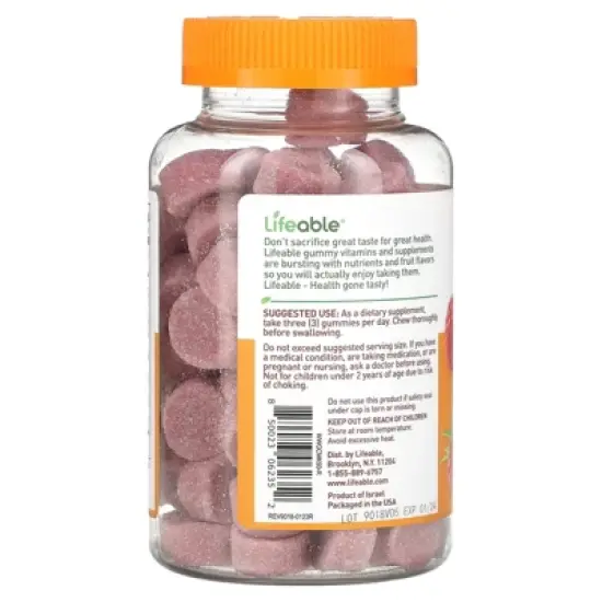 Lifeable Calcium Magnesium and Vitamin D Gummies - Great Tasting Natural Flavor Vitamin Supplements - Gluten Free GMO Free Chewable - for Bone Health image {2}