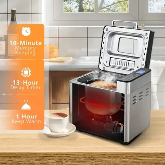 Simzlife Bread Maker, 2 Lbs Dough & Bread Maker Machine with Auto Fruit and Nut Dispenser, Fit for 3 Loaf Sizes & 3 Crust Colors image {4}