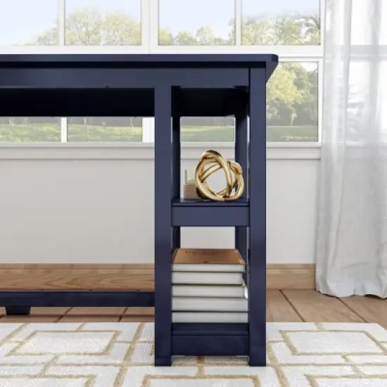 Plank+Beam Solid Wood Corner Desk for Home Office, Gaming, Computer with Storage Shelves image {2}