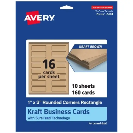 Avery 1" x 3" Rectangle Rounded Corner Cards, Kraft Brown, 160ct image {9}