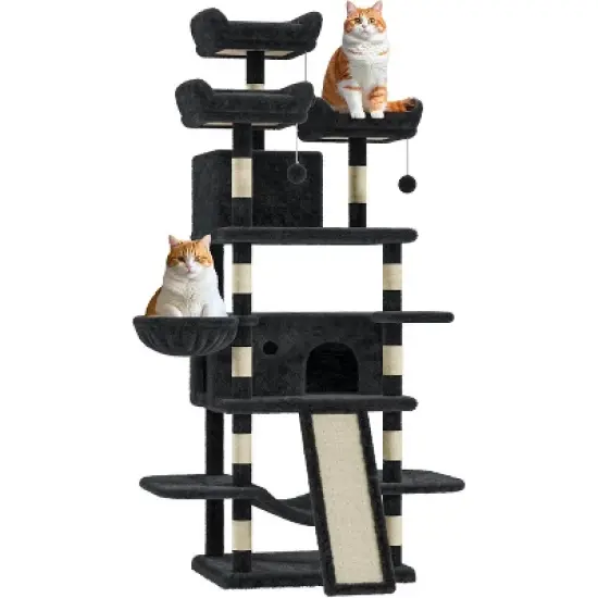 68.5" Heavy Duty Cat Tree for Large Cats, Multi-Level Tower with Plush Perches image {1}