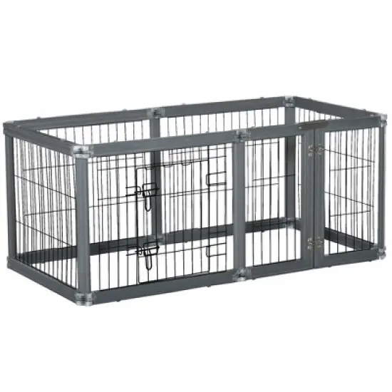 PawHut 24.5" Heavy Duty Pet Playpen, 6 Panels Dog Exercise Pen, Foldable Puppy Play Whelping Fence, with Door, Double Latches, Indoor & Outdoor image {3}