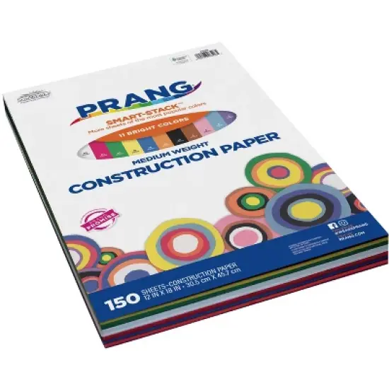 Prang Smart-Stack Groundwood Medium Weight Construction Paper, 12 x 18 Inches, Assorted Colors, 150 Sheets image {1}