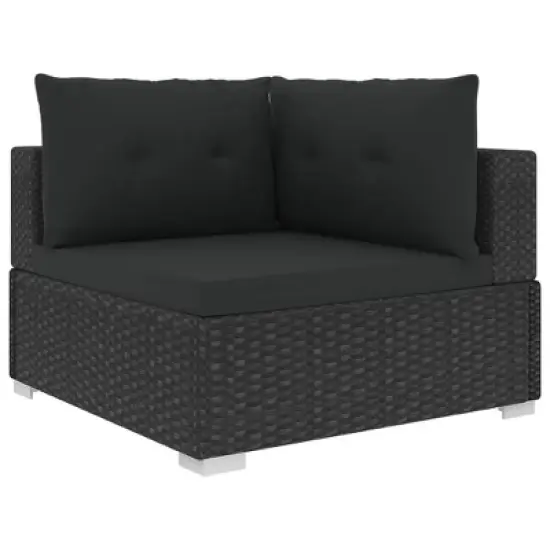 vidaXL Patio Lounge Set Set of 5 Black PE Rattan Modular image {3}