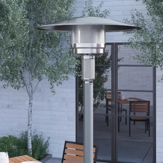Merrick Lane Stainless Steel 7.5' Tall 40,000 BTU Outdoor Propane Patio Heater with Wheels image {8}
