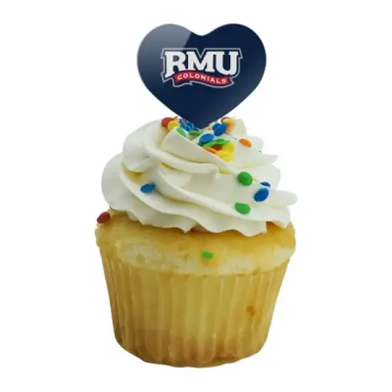 Robert Morris University Primary Logo Heart Love Cupcake Picks Toppers Decoration Set of 6 image {4}