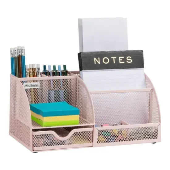 Mind Reader Desktop Organizer Metal Mesh Pink image {7}