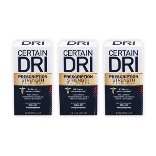 Certain Dri Prescription Strength Clinical Roll-On Antiperspirant - Unscented 1.2oz/3pk image {6}