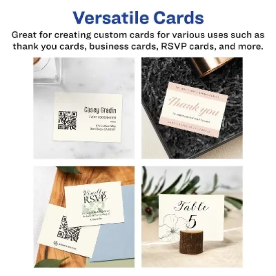 Avery Printable Rectangle Business Cards with Sure Feed Technology, 2.5" x 3.5", Ivory Cardstock, Print-to-the-Edge, Laser/Inkjet Cards, 150 Total image {2}