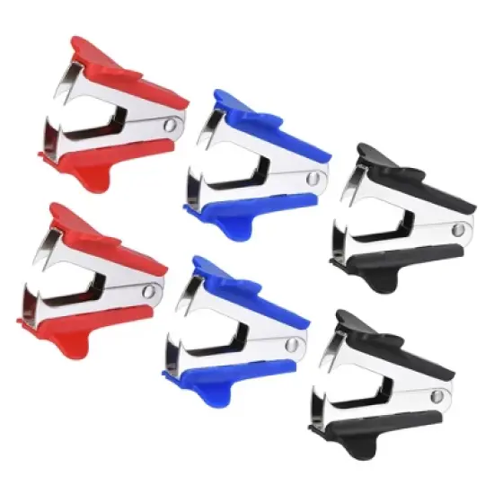 Unique Bargains Office Home Desktop Staple Remover Black Blue Red Pack of 6 image {5}