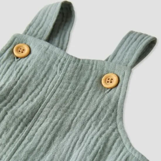 little Planet By Carter's Baby Spring Moss Shortalls - Green Newborn image {2}