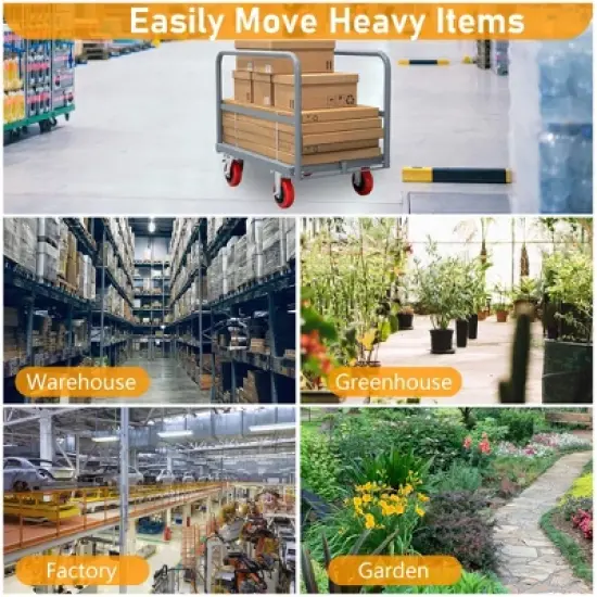 ORRD Heavy Duty Steel Panel Truck - 2000lbs Capacity, 36"x24", 6" Swivel Brake Casters, 3 Handrails image {1}