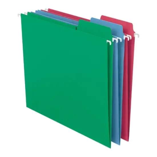Smead FasTab  Hanging File Folder, 1/3-Cut Built-In Tab, Letter Size, Assorted Colors, 18 per Box (64053) image {4}