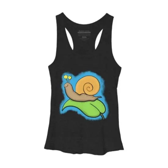 Women's Design By Humans Cute, happy snail on a leaf cartoon illustration By thefrogfactory Racerback Tank Top image {3}