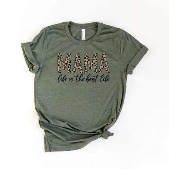 Simply Sage Market Women's Mama Life Is The Best Life Leopard Short Sleeve Graphic Tee image {4}