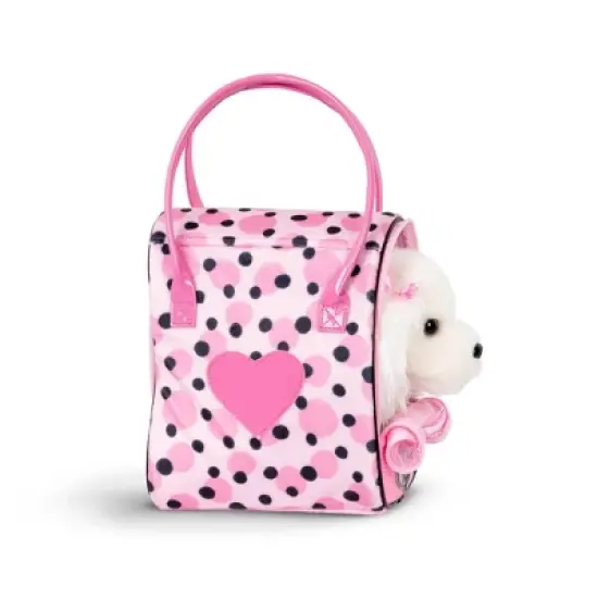 Pucci Pups Pink & Black Spot Print Glam Bag with Maltese Stuffed Animal image {4}