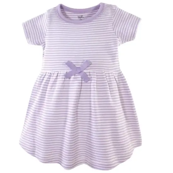 Touched by Nature Baby and Toddler Girl Organic Cotton Short-Sleeve Dresses 2pk, Purple Garden image {1}