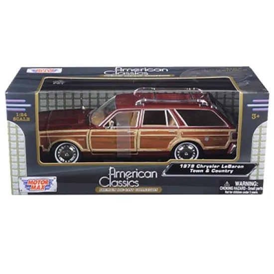 1979 Chrysler Lebaron Town and Country Burgundy 1/24 Diecast Model Car by Motormax image {2}