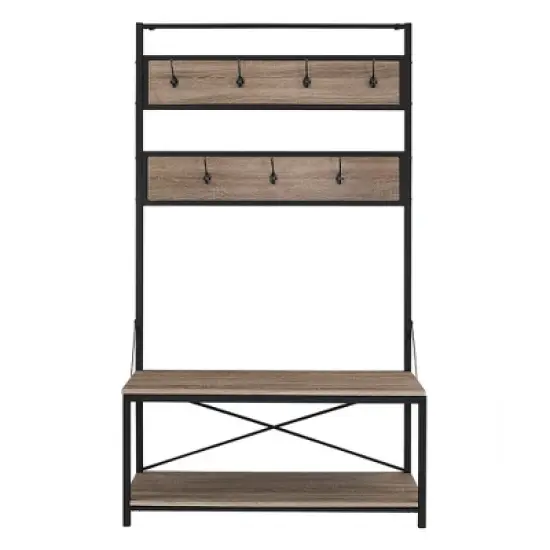 72" Urban Farmhouse Mixed Material Hall Tree - Saracina Home image {9}