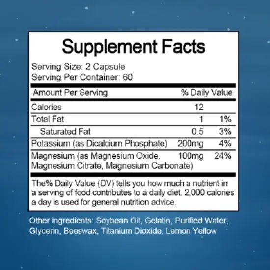 Mulittea Potassium Magnesium Gluten Free Capsules Dietary Supplement - 120 Count image {1}