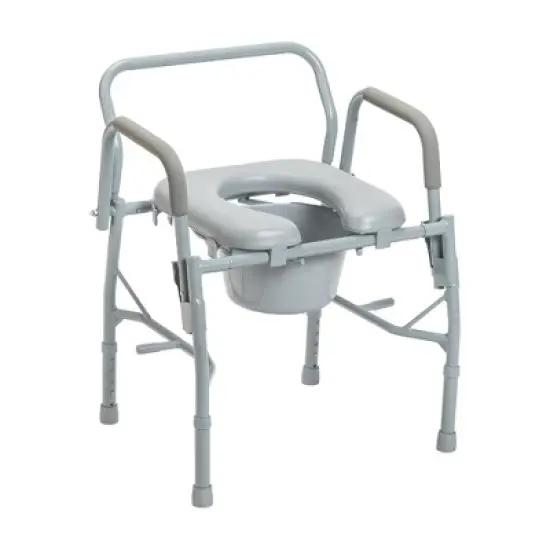 Drive Medical Steel Drop Arm Bedside Commode with Padded Seat and Arms image {9}
