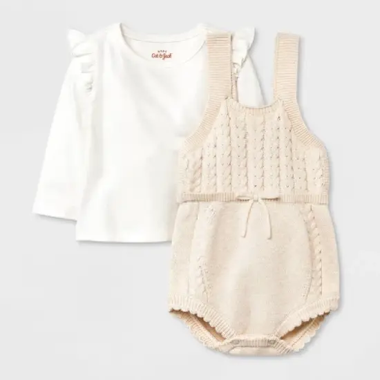 Baby Girls' Sweater Romper with Cable T-Shirt Set - Cat & Jack&trade; image {5}