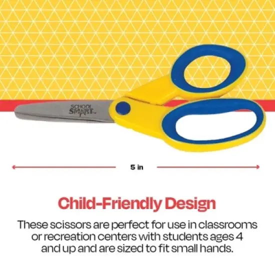 School Smart Blunt Tip Kids Scissors, Left Handed, 5 Inches, Yellow/Blue image {3}
