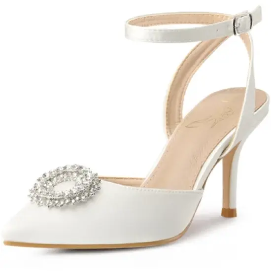 Perphy Rhinestones Ankle Strap Stiletto Heel Pumps for Women image {7}