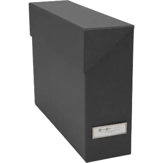 Bigso Lovisa Fiberboard Label Frame 12 File Storage Box - Document Organizer for Important Paperwork - Hanging File Box with Flip Top Lid - Dark Grey image {5}