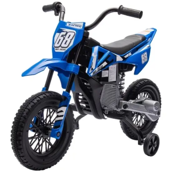 Qaba Kids Motorcycle with Twist Grip Throttle, 12V Electric Motorcycle with Training Wheels, Rear Suspension, Music for Aged 3-6 Years image {3}