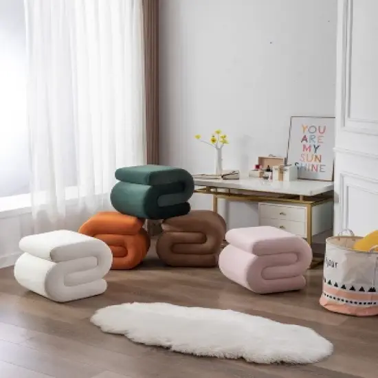S-shape Velvet Ottoman, Makeup Stool Footstool-ModernLuxe image {1}